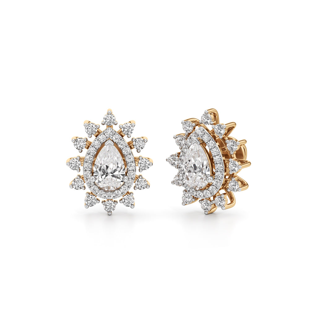 1.50Ct Pear Shape Halo Studs Earrings