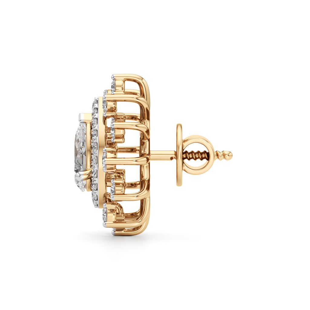 1.50Ct Pear Shape Halo Studs Earrings