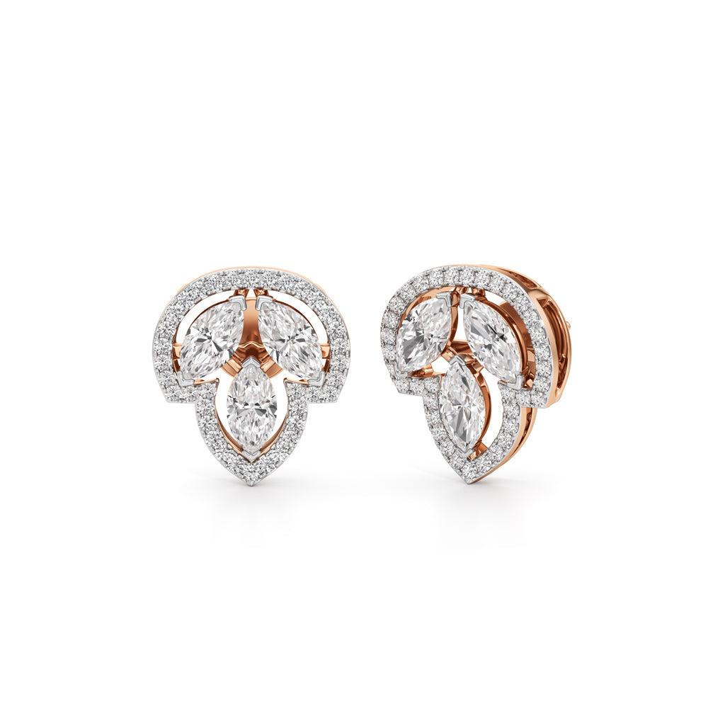 1.75Ct Marquise Shape Halo Studs Earrings