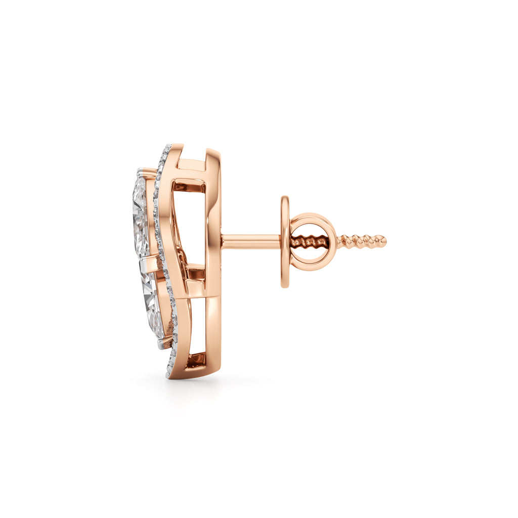 1.75Ct Marquise Shape Halo Studs Earrings