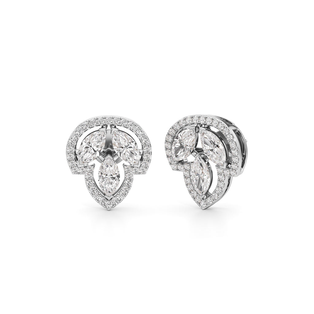 1.75Ct Marquise Shape Halo Studs Earrings