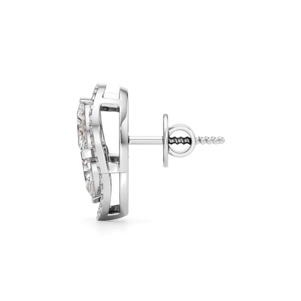 1.75Ct Marquise Shape Halo Studs Earrings