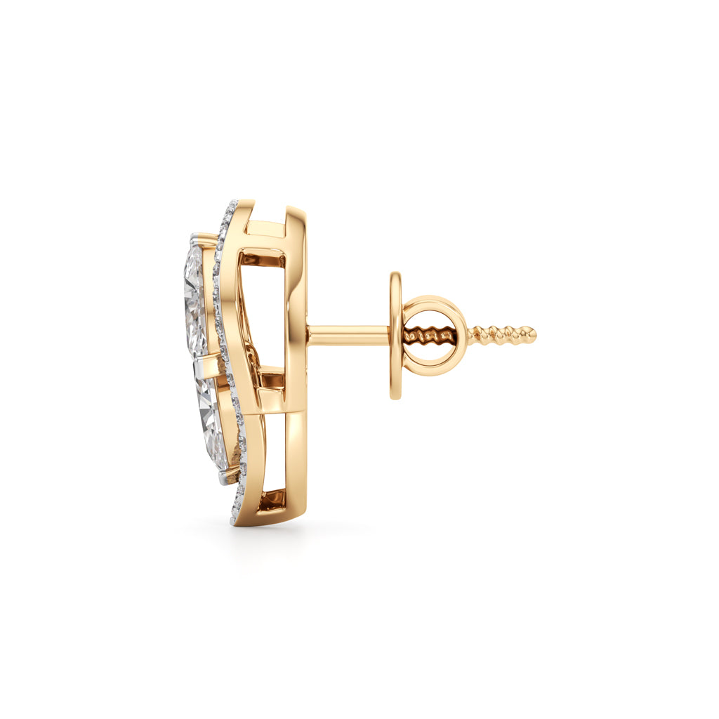 1.75Ct Marquise Shape Halo Studs Earrings