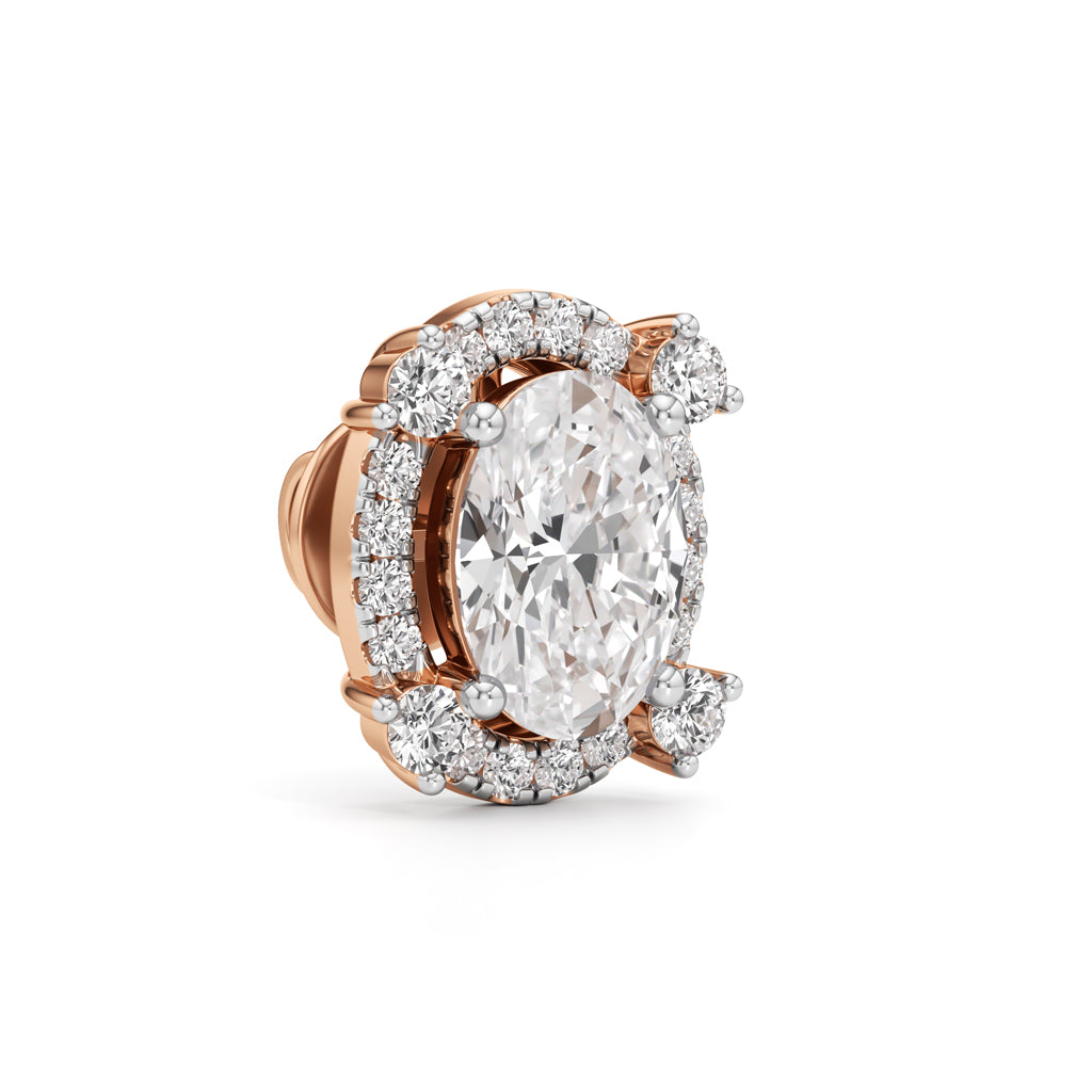 3.75Ct Oval Shape Halo Studs Earrings