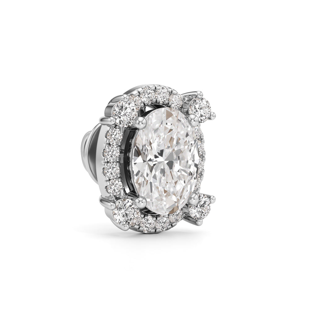 3.75Ct Oval Shape Halo Studs Earrings