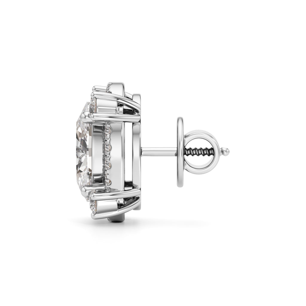 3.75Ct Oval Shape Halo Studs Earrings