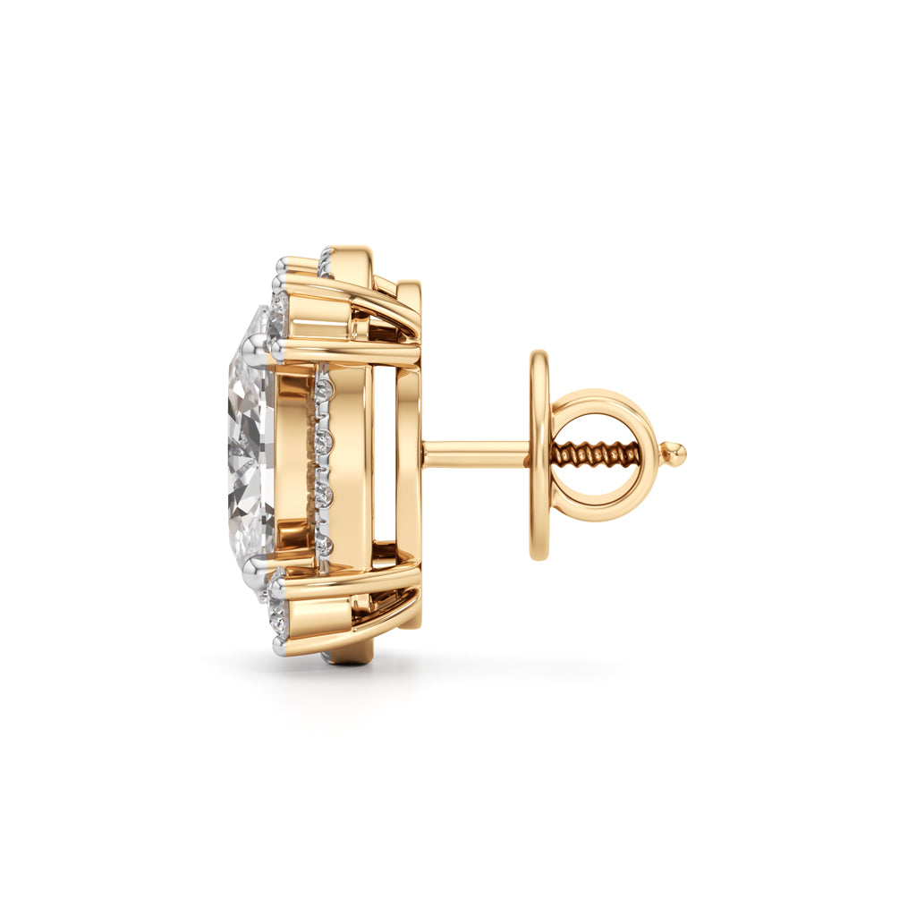 3.75Ct Oval Shape Halo Studs Earrings