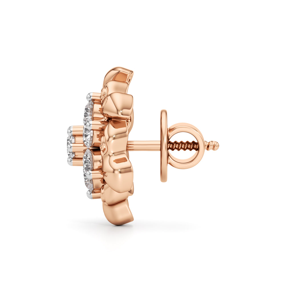 0.75Ct Round Shape Fancy Studs Earrings