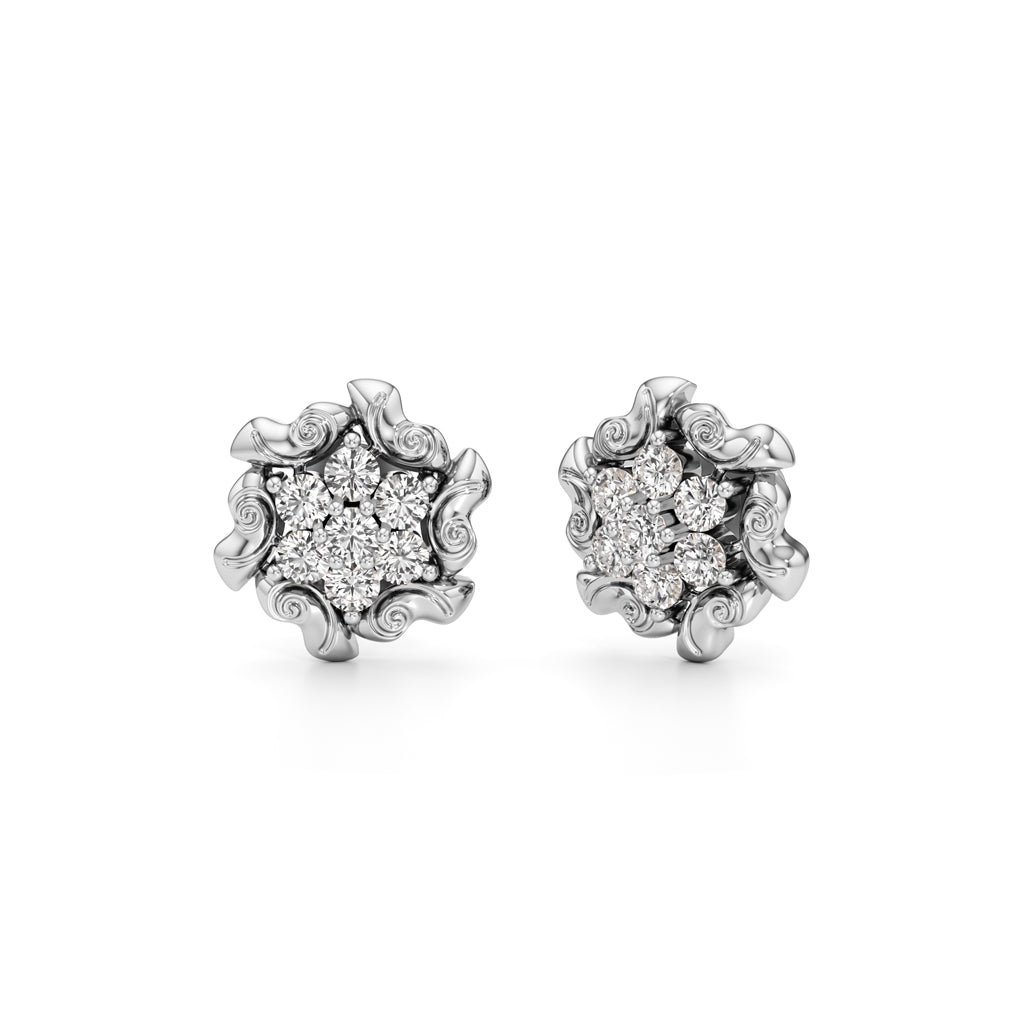 0.75Ct Round Shape Fancy Studs Earrings