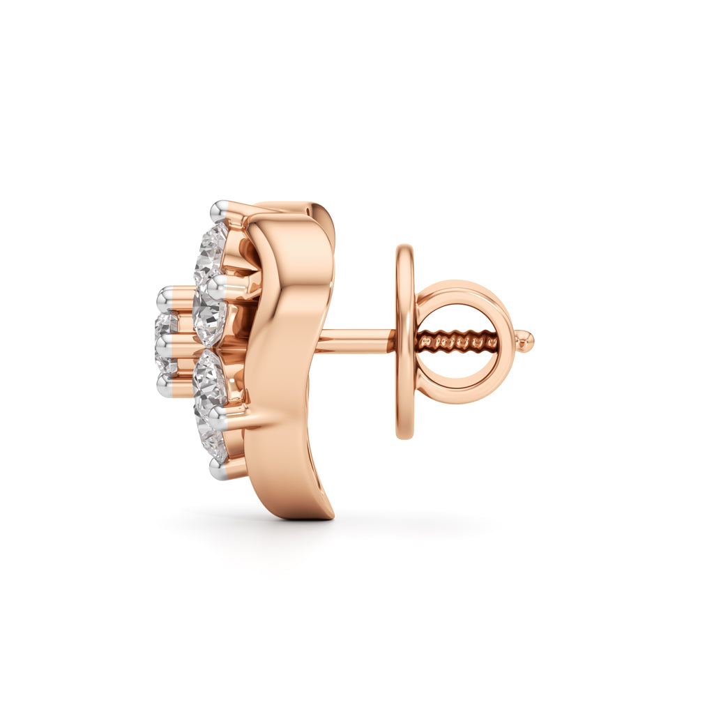 0.75Ct Round Shape Fancy Studs Earrings