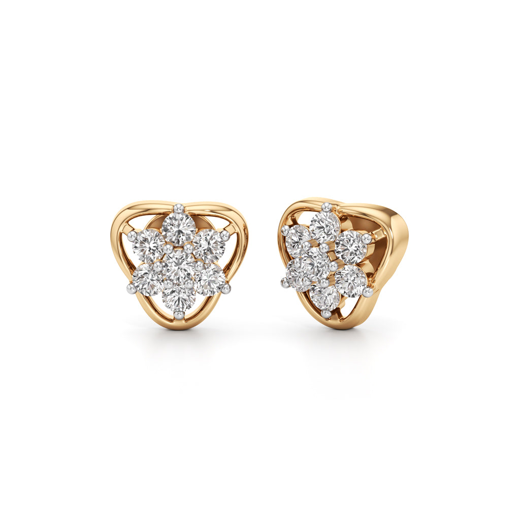 0.75Ct Round Shape Fancy Studs Earrings