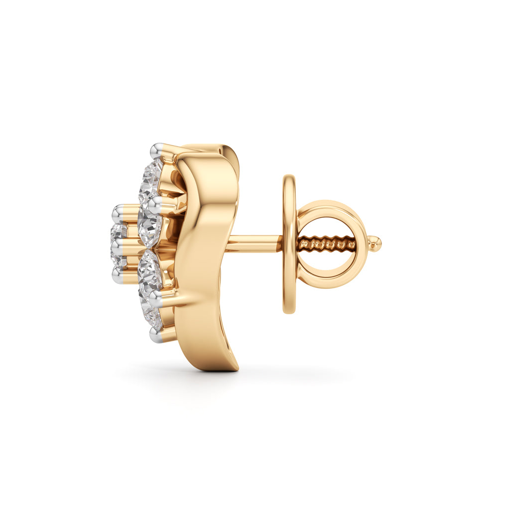 0.75Ct Round Shape Fancy Studs Earrings