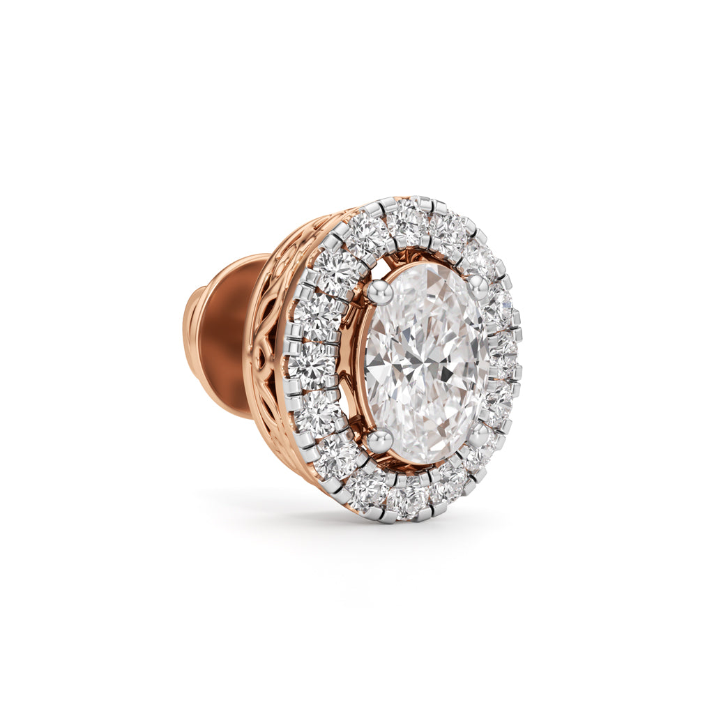 2Ct Oval Shape Halo Studs Earrings