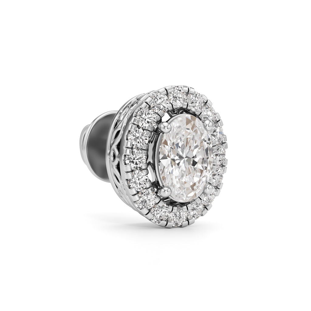 2Ct Oval Shape Halo Studs Earrings