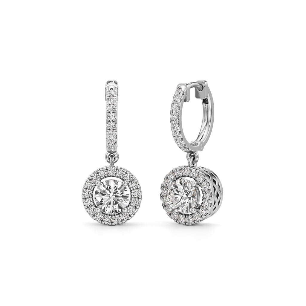 2Ct Round Shape Dangles Earrings