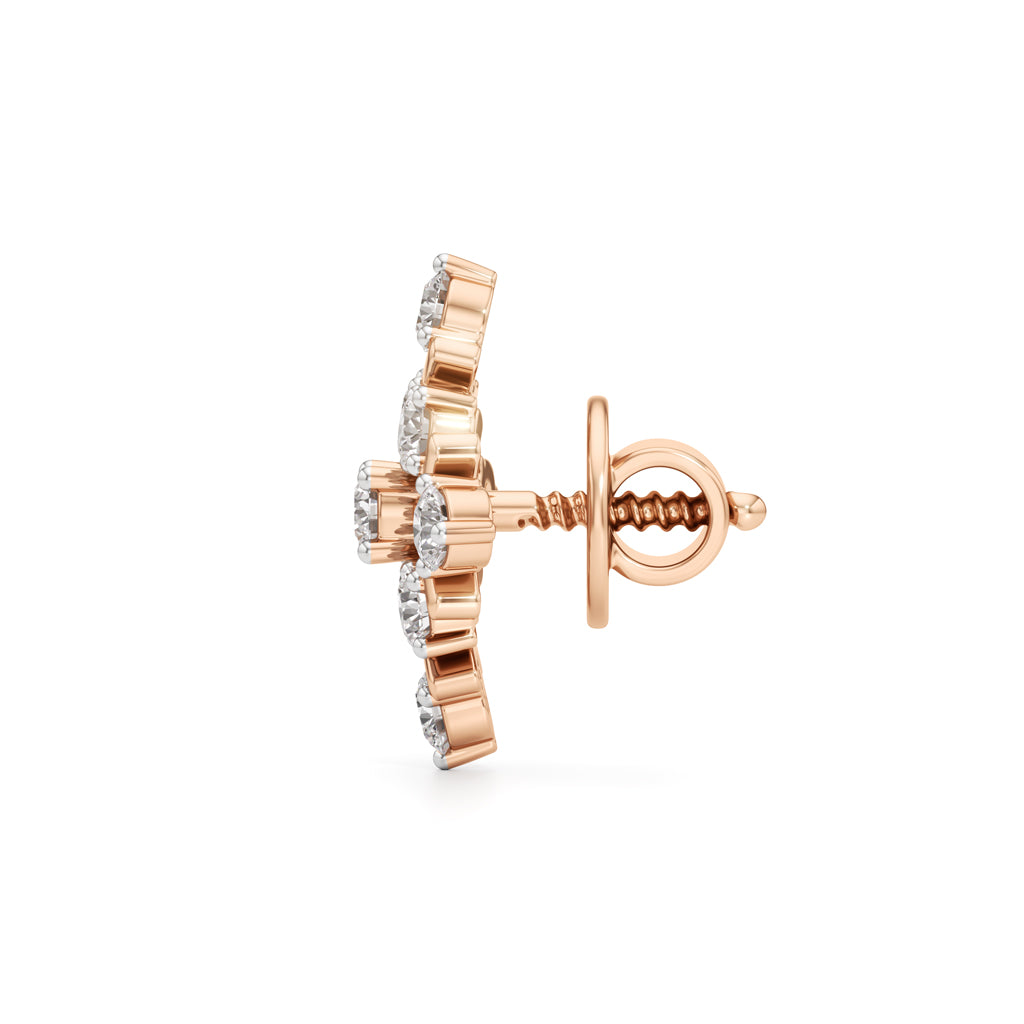 0.75Ct Round Shape Fancy Studs Earrings