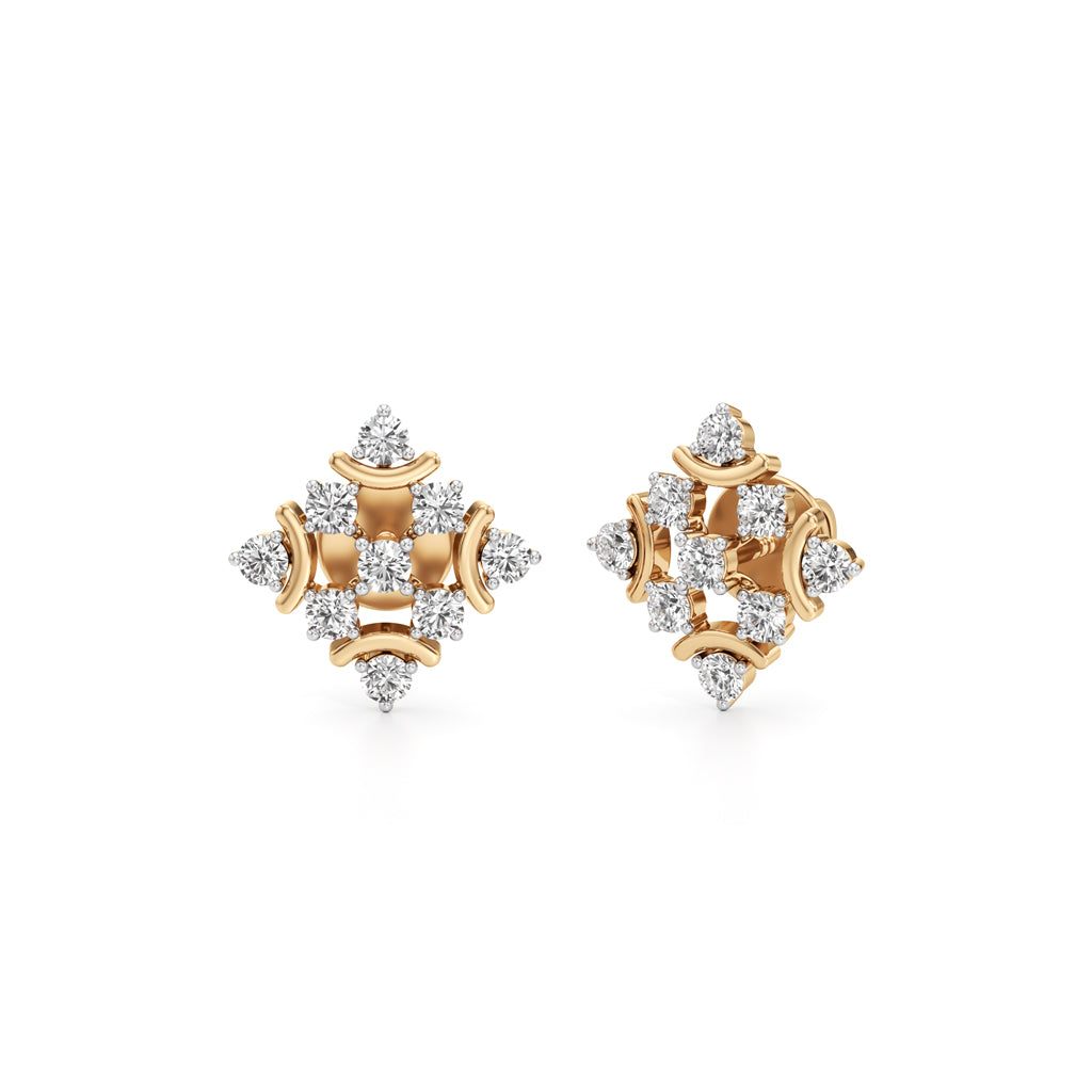 0.75Ct Round Shape Fancy Studs Earrings