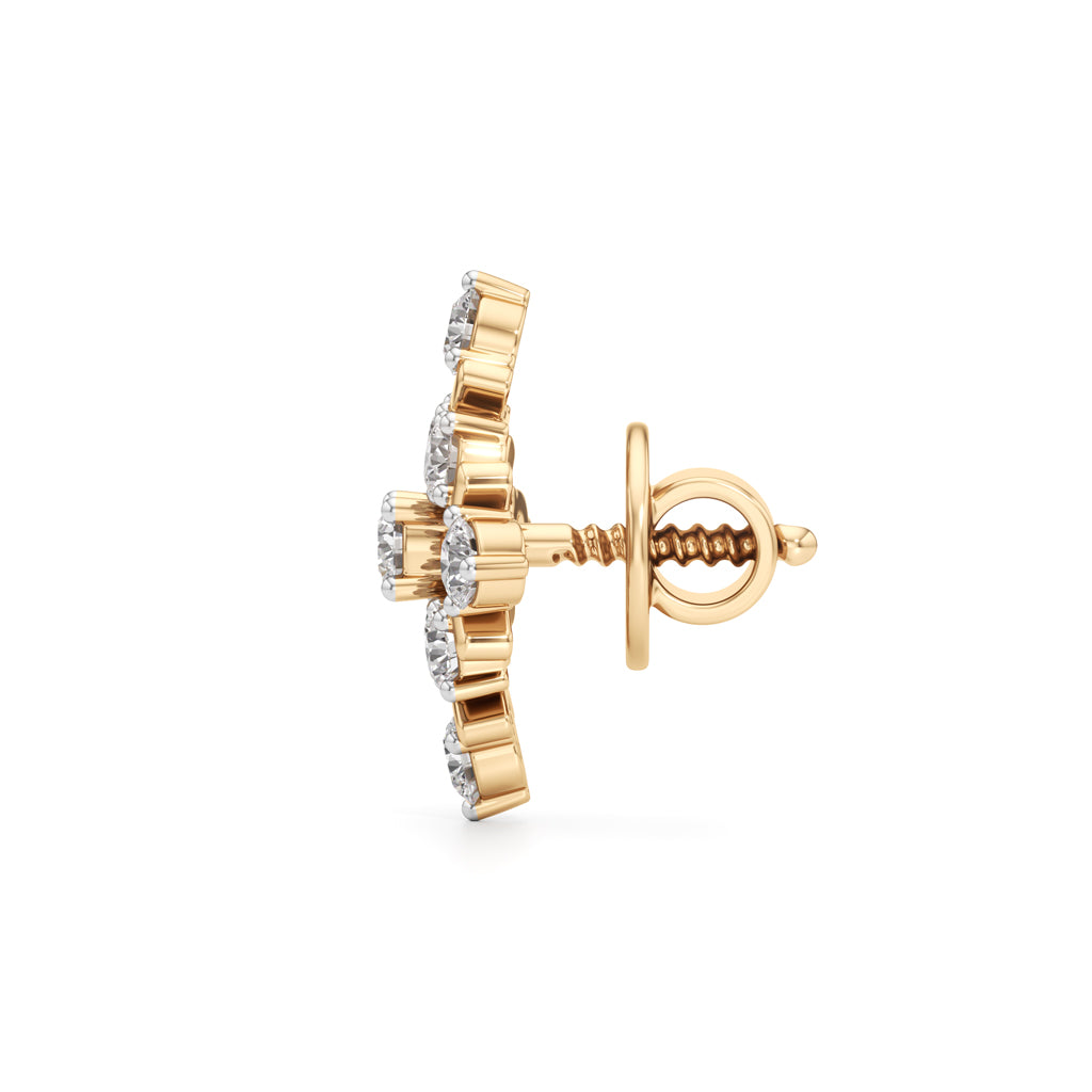 0.75Ct Round Shape Fancy Studs Earrings