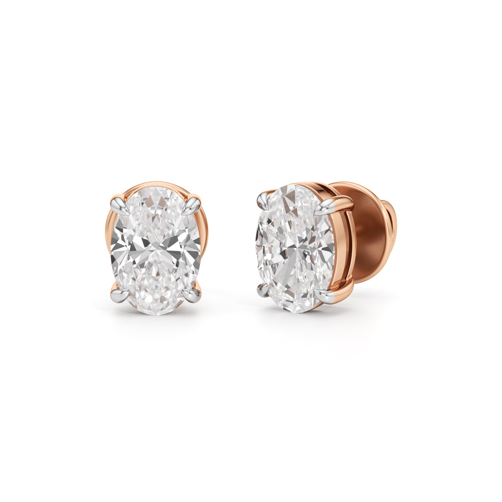 2Ct Oval Shape Solitaire Studs Earrings
