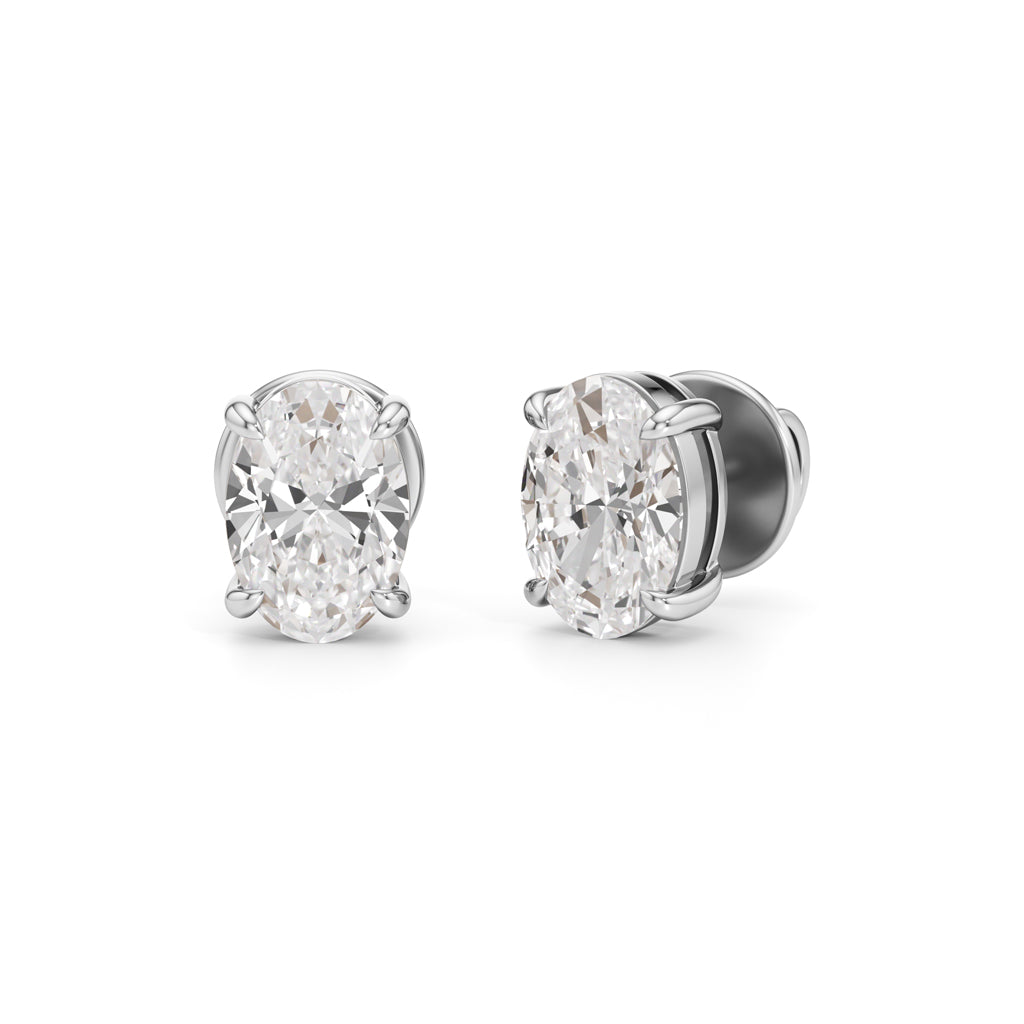 2Ct Oval Shape Solitaire Studs Earrings