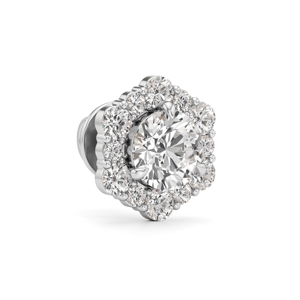 1.75Ct Round Shape Halo Studs Earrings