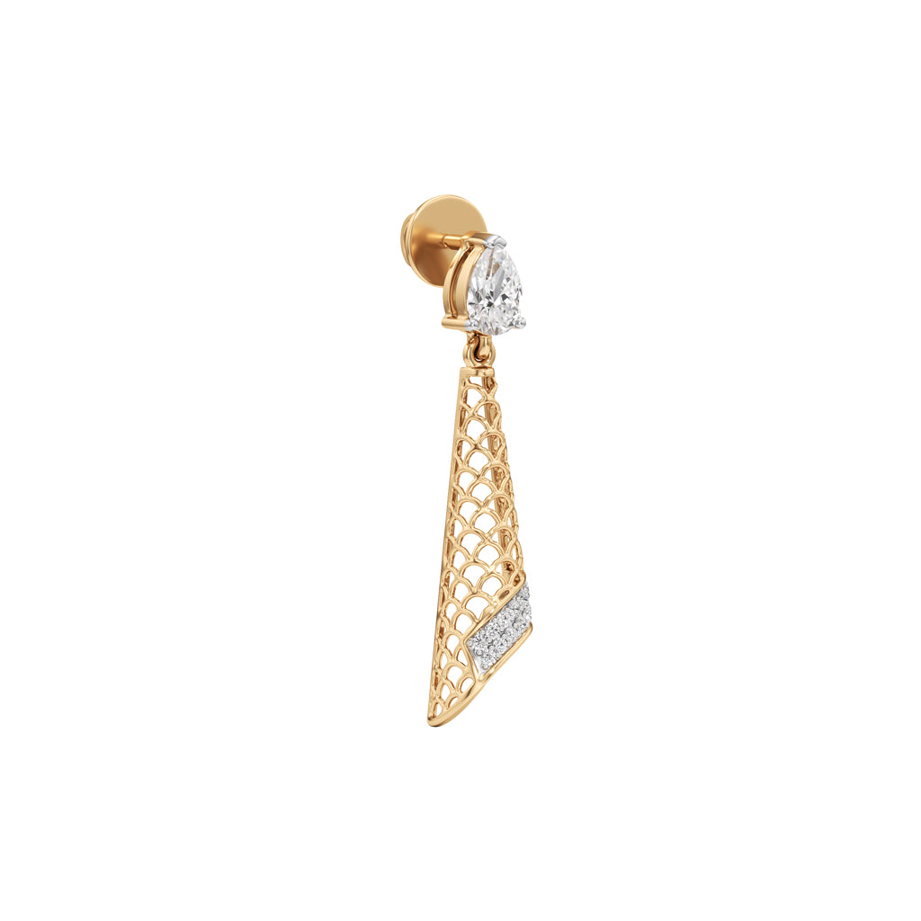 Pear Diamond Drop Earrings with Lattice and Pave Accents