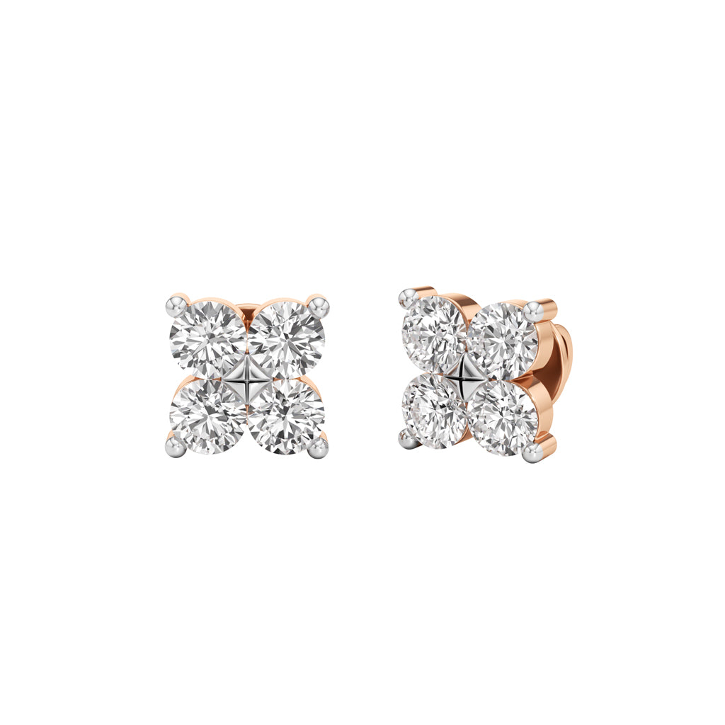 0.75Ct Round Shape Fancy Studs Earrings