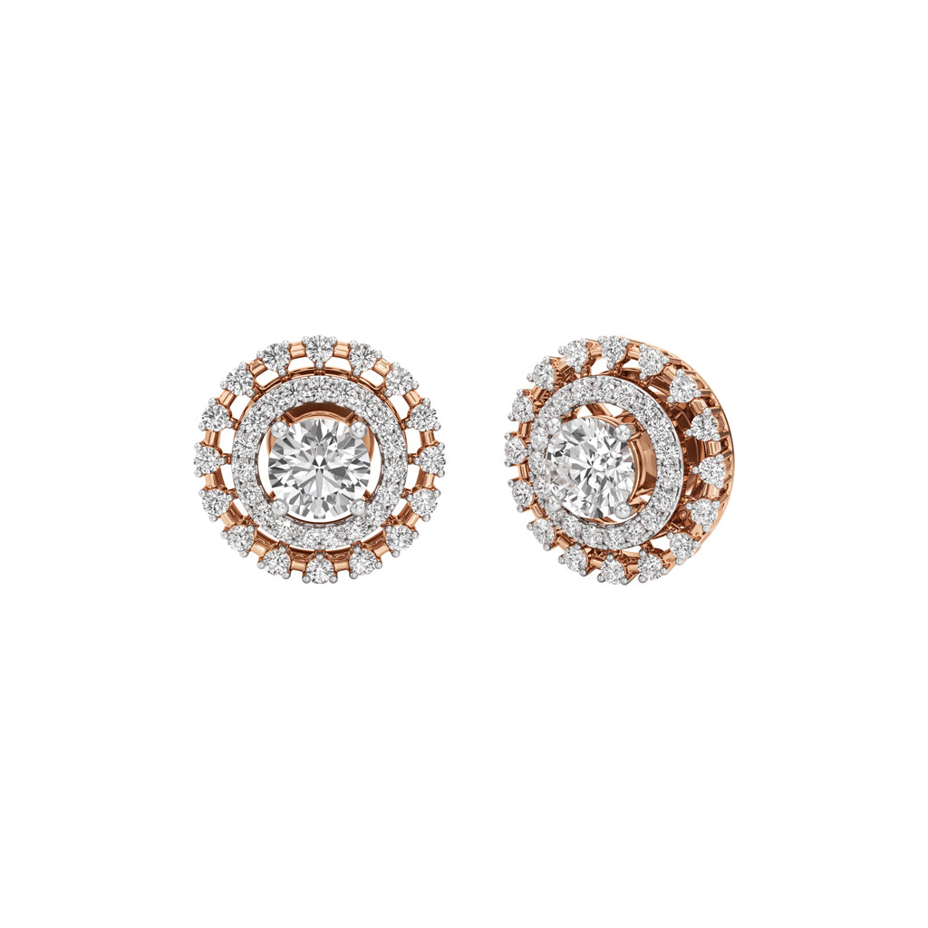 225Ct Round ShapeHalo Studs Earrings