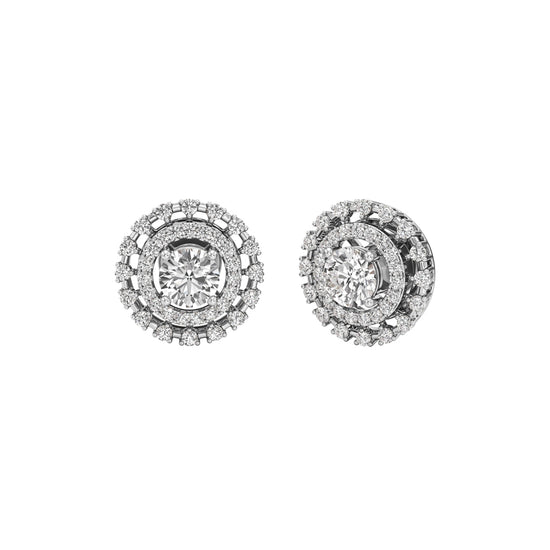 2.25Ct Round Shape,,Halo Studs Earrings