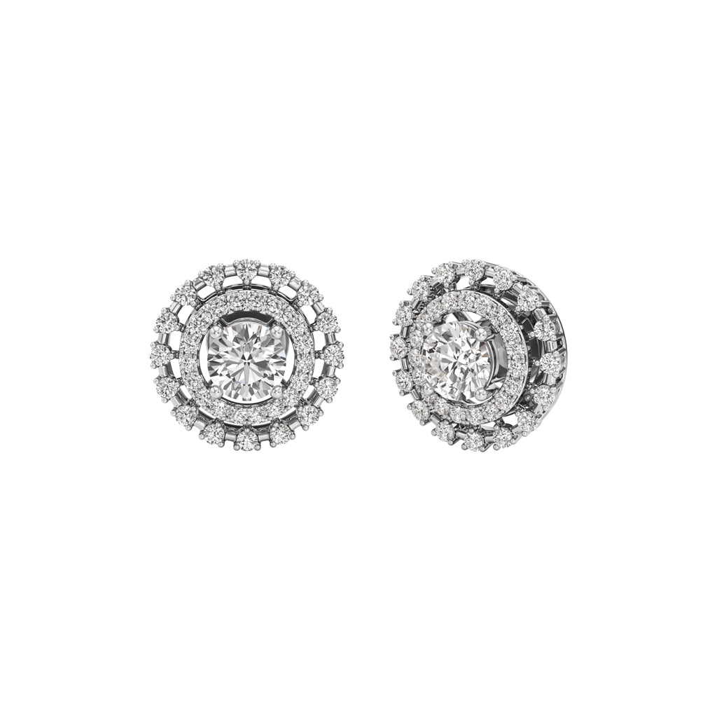 225Ct Round ShapeHalo Studs Earrings