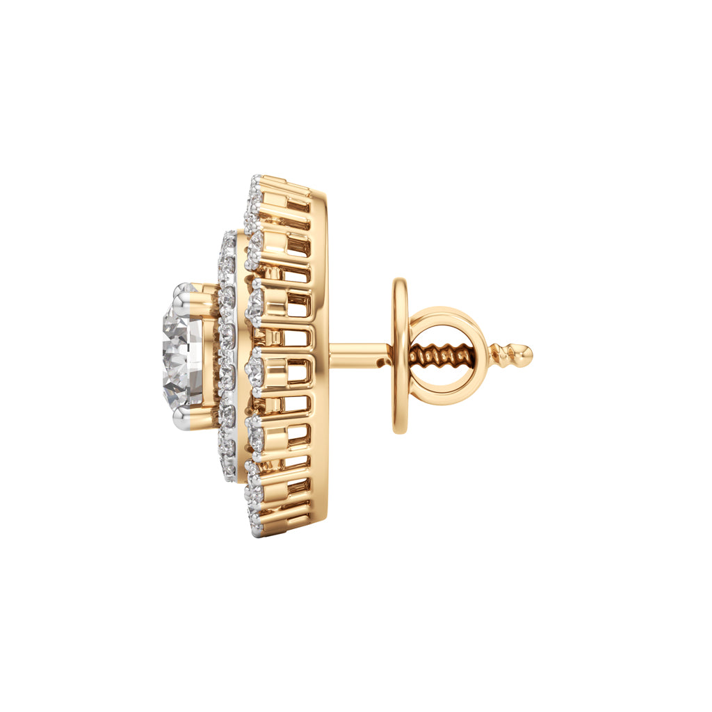 225Ct Round ShapeHalo Studs Earrings