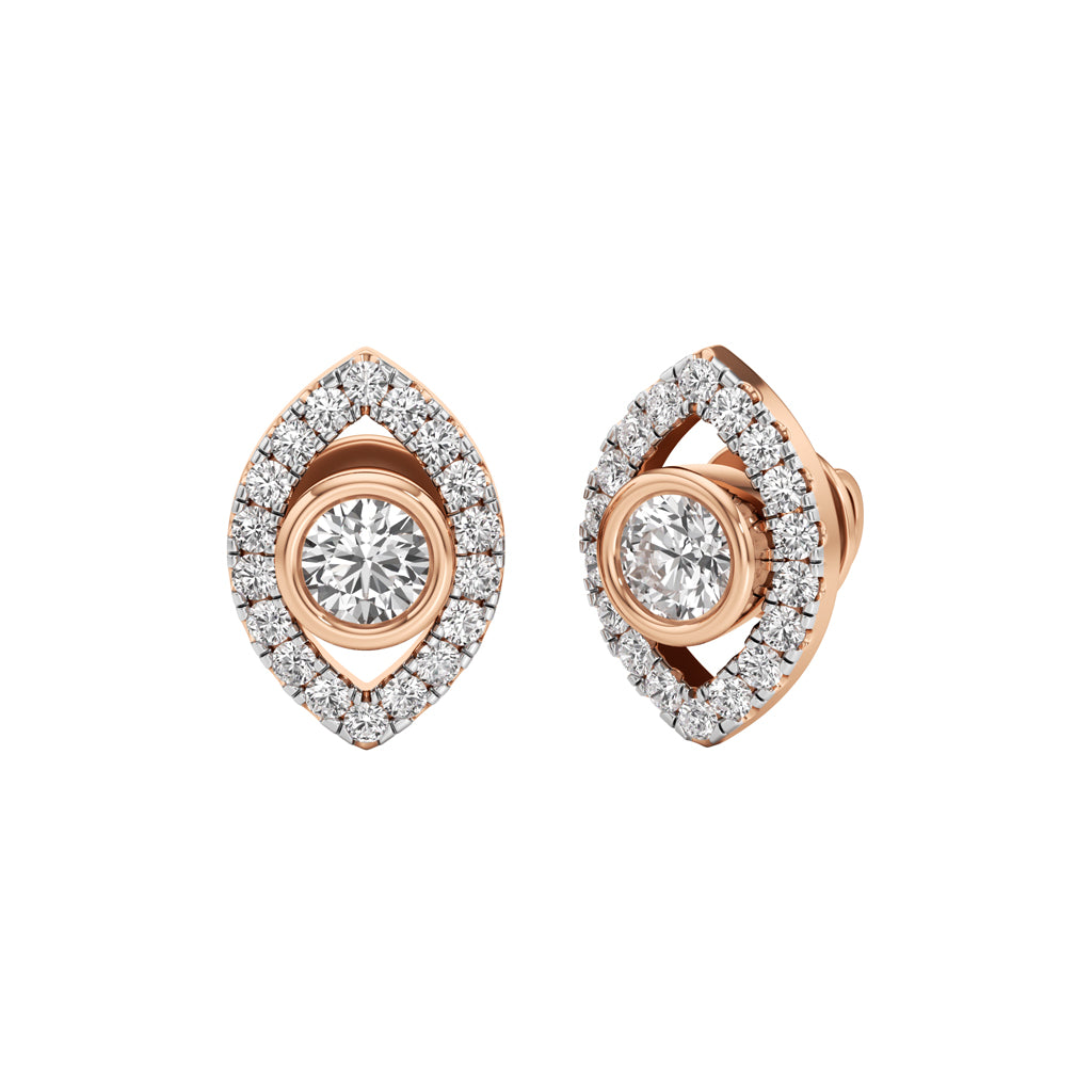 Round Shape,,Halo Studs Earrings