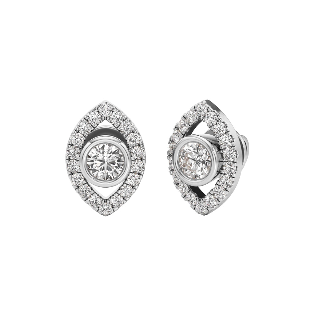 Round Shape,,Halo Studs Earrings