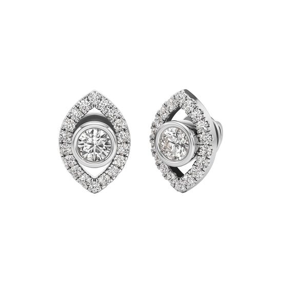 Round Shape,,Halo Studs Earrings