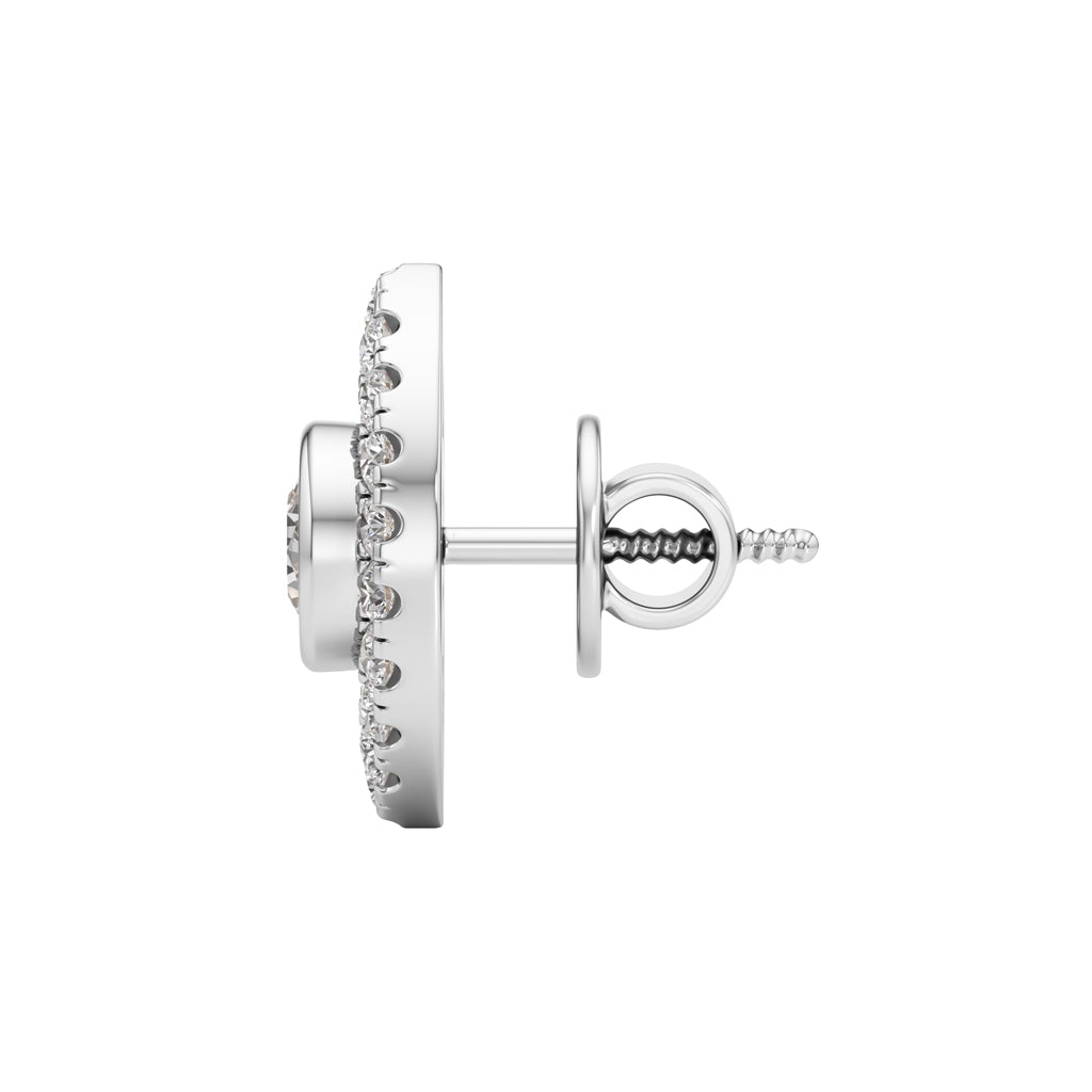 Round Shape,,Halo Studs Earrings