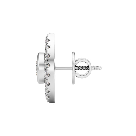 Round Shape,,Halo Studs Earrings