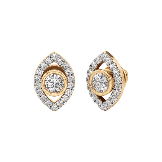 Round Shape,,Halo Studs Earrings