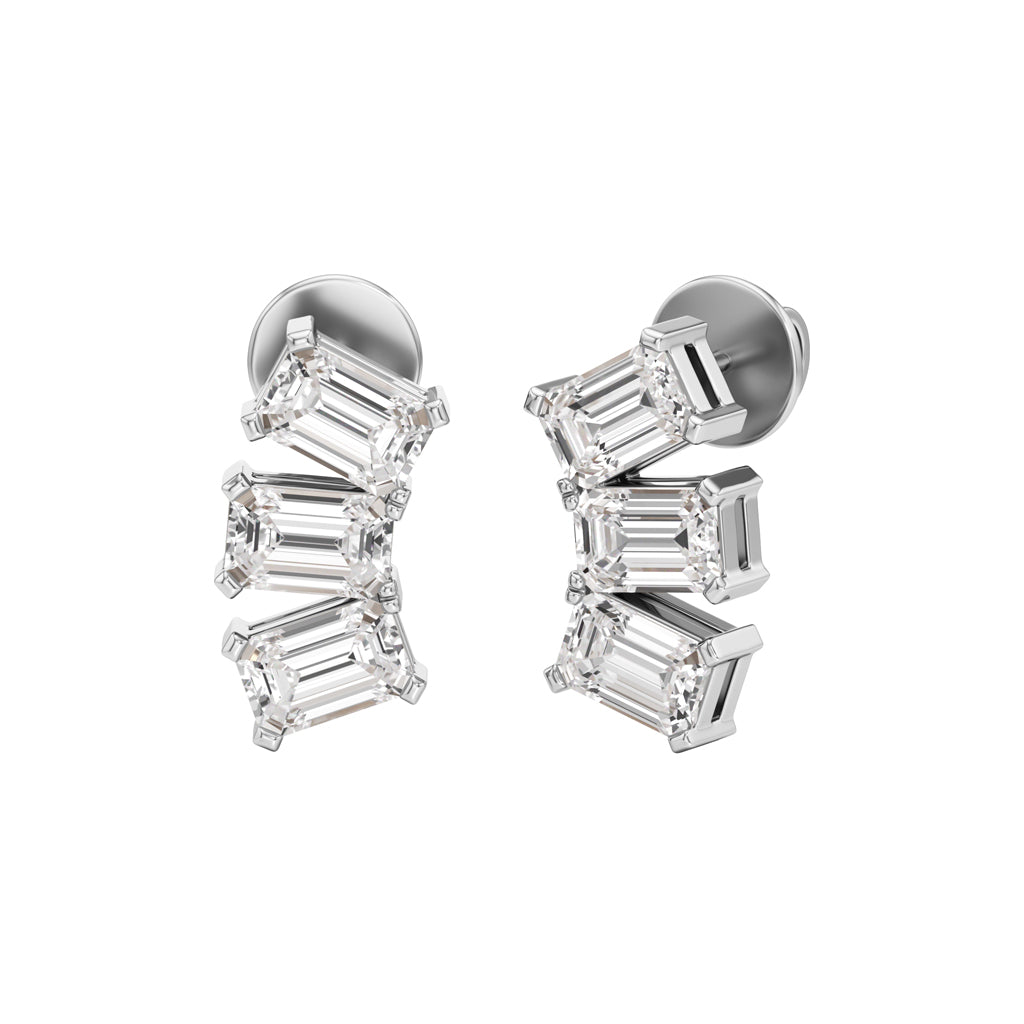 3Ct Emerald Shape,,Fancy Studs Earrings