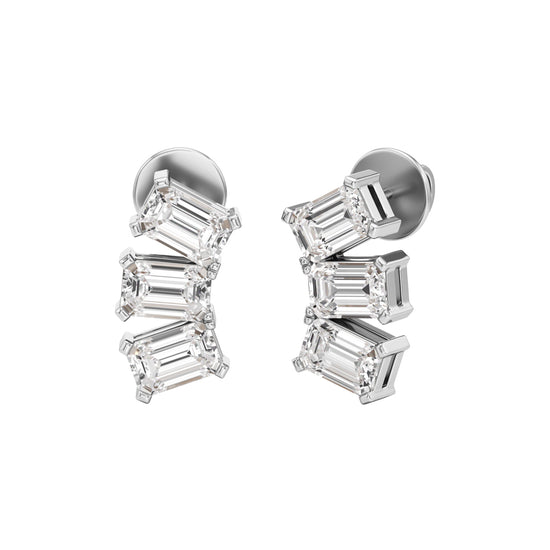 3Ct Emerald Shape,,Fancy Studs Earrings