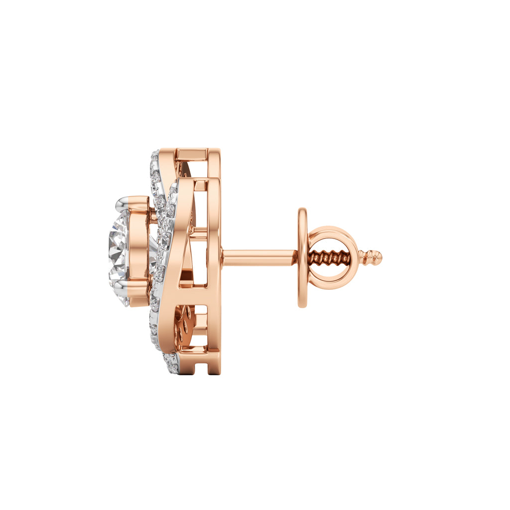 2.25Ct Round Shape Halo Studs Earrings