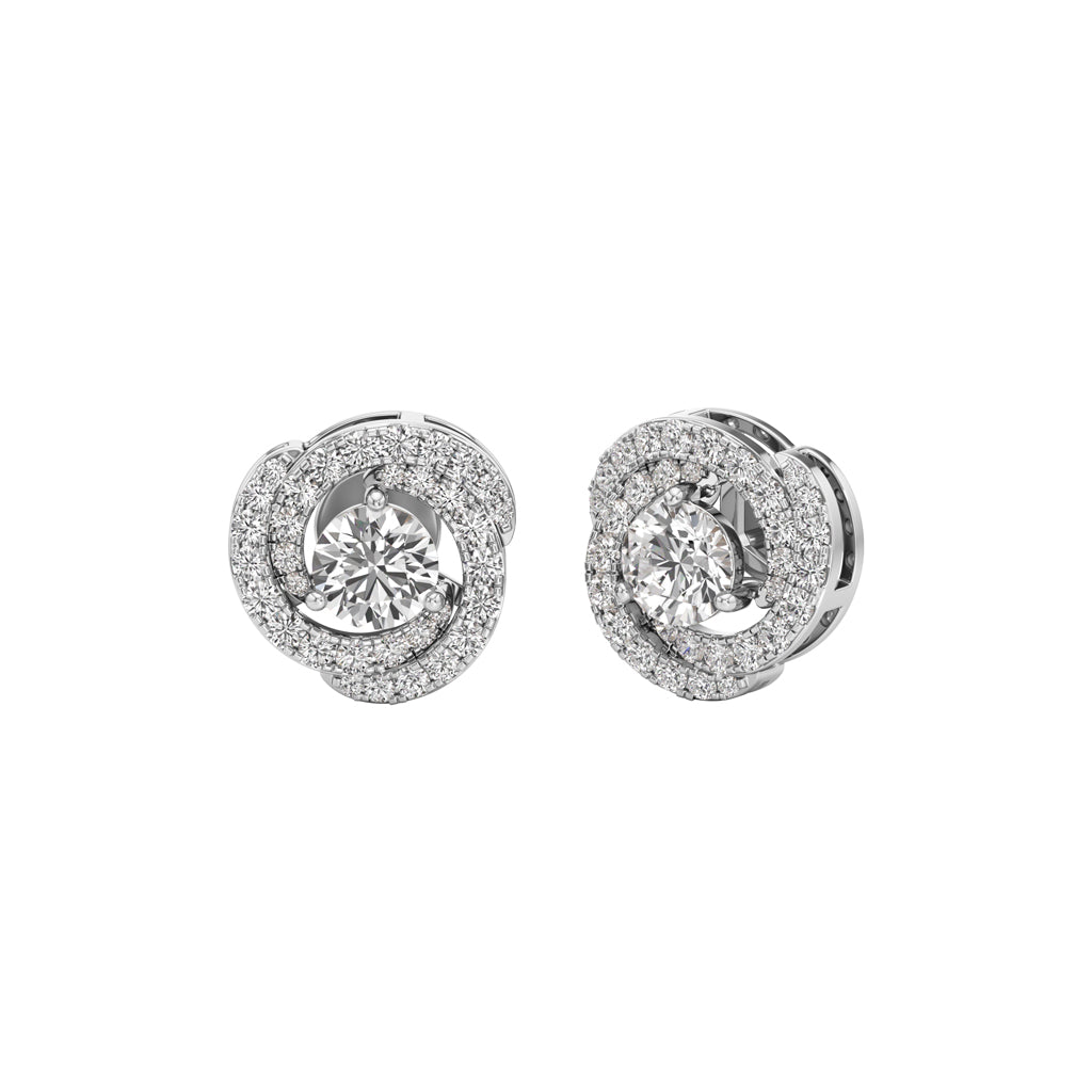2.25Ct Round Shape Halo Studs Earrings