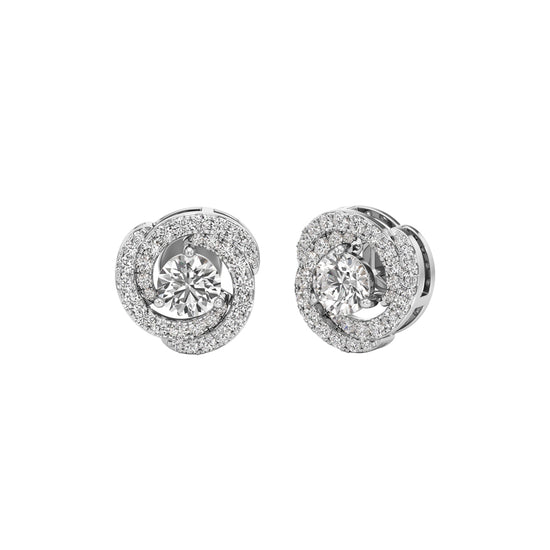2.25Ct Round Shape Halo Studs Earrings