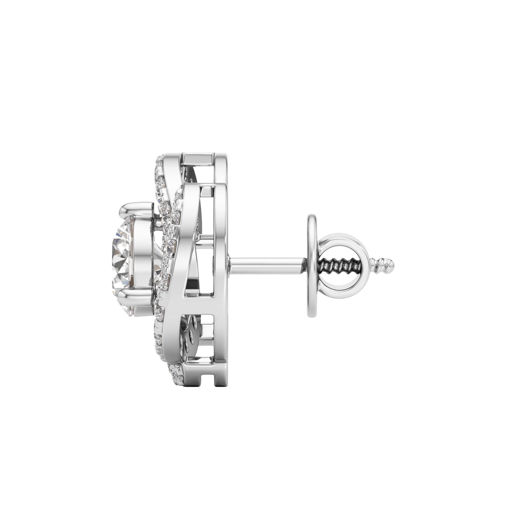 2.25Ct Round Shape Halo Studs Earrings