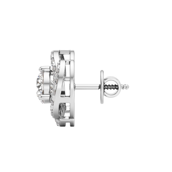 2.25Ct Round Shape Halo Studs Earrings