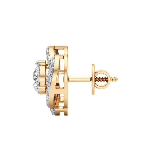 2.25Ct Round Shape Halo Studs Earrings