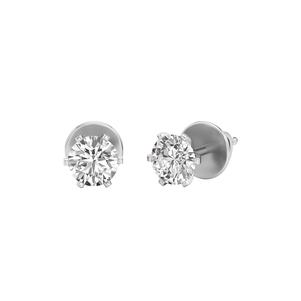 1Ct Round Shape Solitaire Studs Earrings