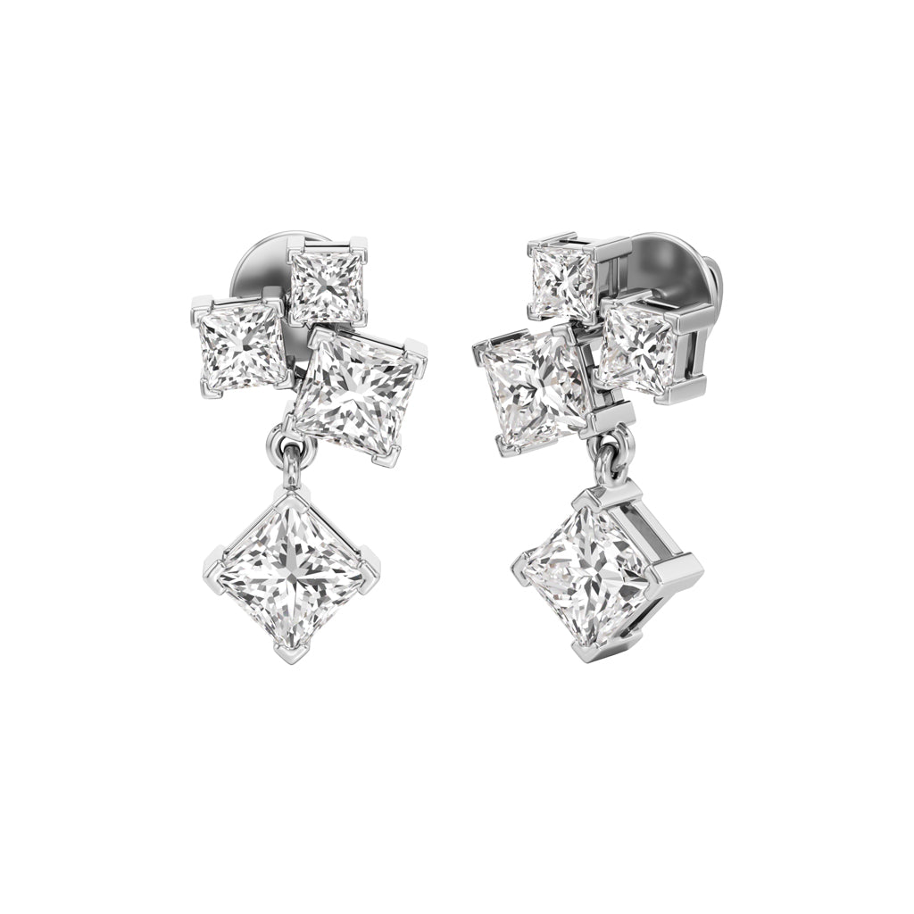 3.25Ct Princess Shape Fancy Studs Earrings