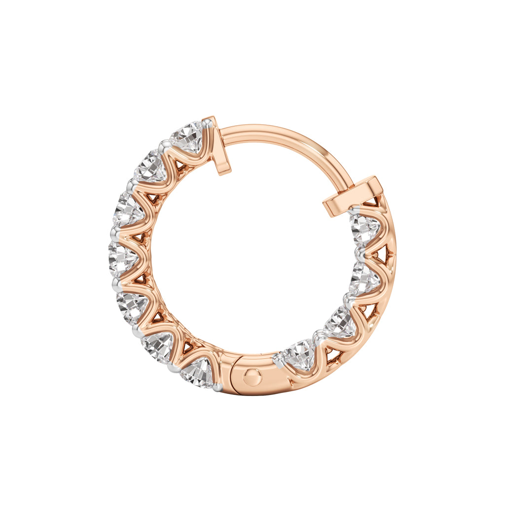 2Ct Round Shape,,Hoops Earrings