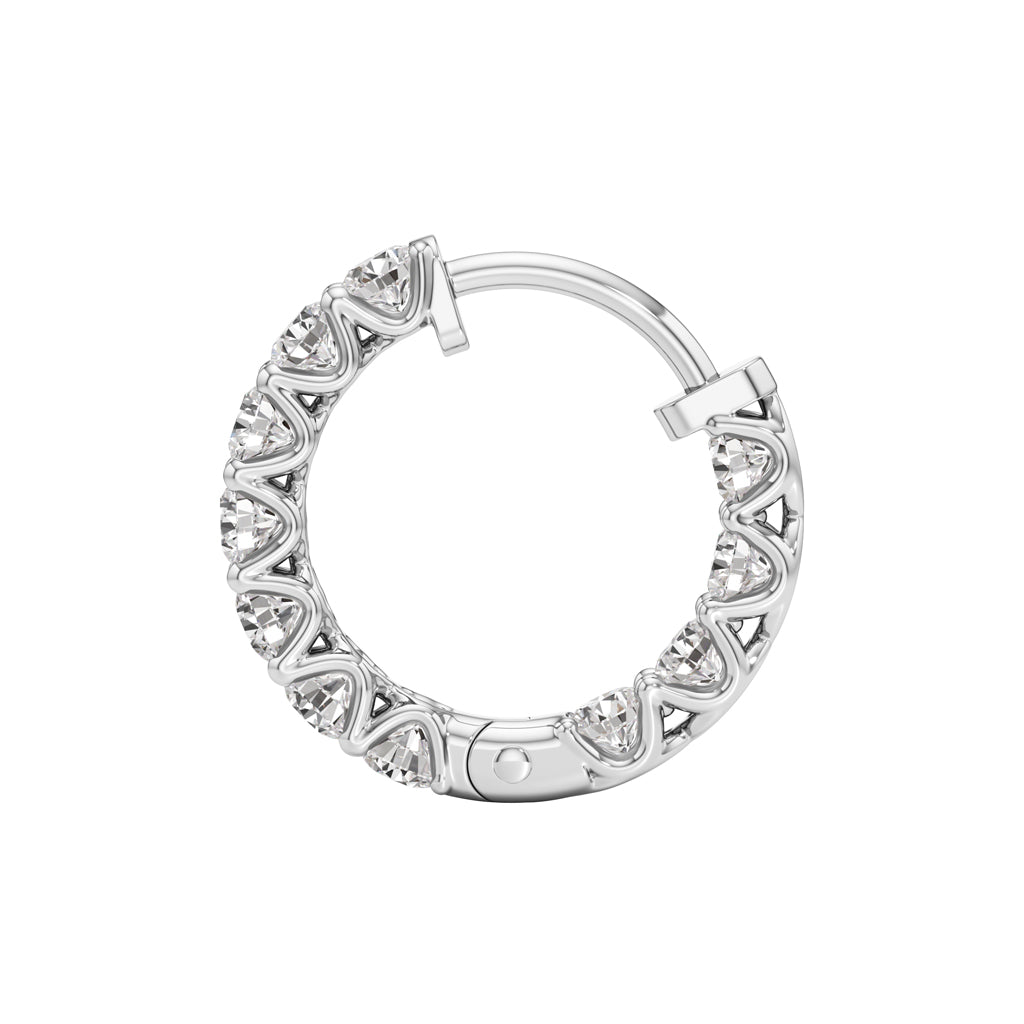 2Ct Round Shape,,Hoops Earrings