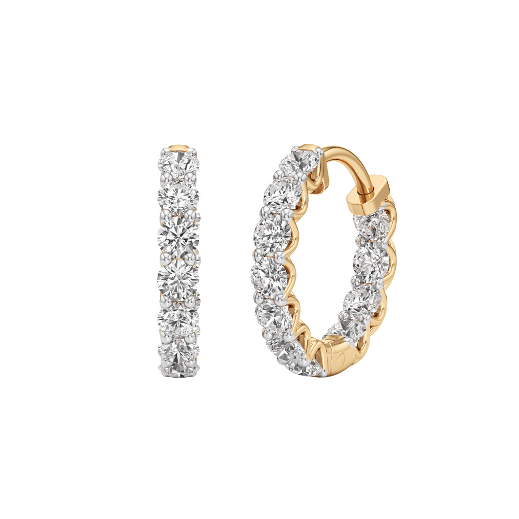 2Ct Round Shape,,Hoops Earrings